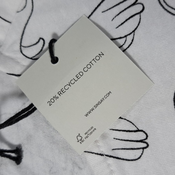 Sinsay White Cuffed Black Cats Outline Graphic Tee NWT XS - Picture 5 of 12